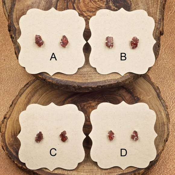 Garnet and Sterling Silver Crystal Stud Earrings - Choose the pair you want - Picture 2 of 2